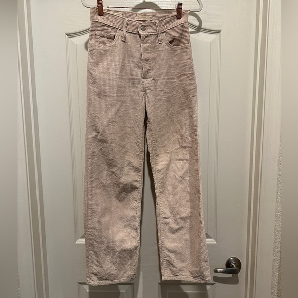 Levi’s Ribcage Straight Ankle High Rise Corduroy Pants in Cream Size 25 - Picture 9 of 12